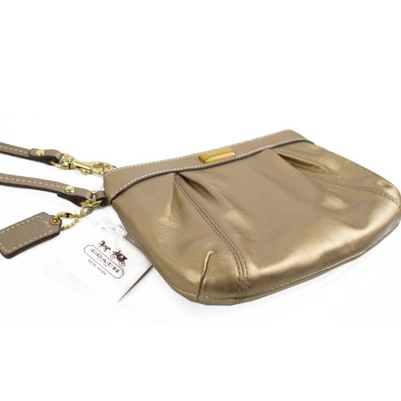 Coach Gold Leather Pleated Wristlet - Picture 6 of 11